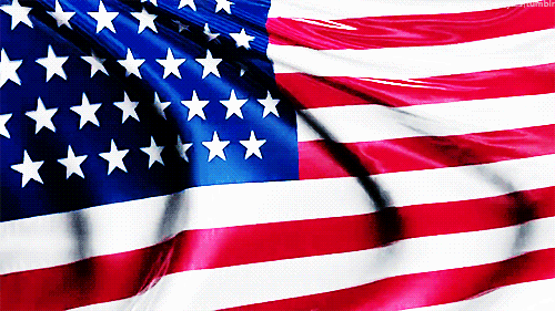Animated close-up of a waving United States flag